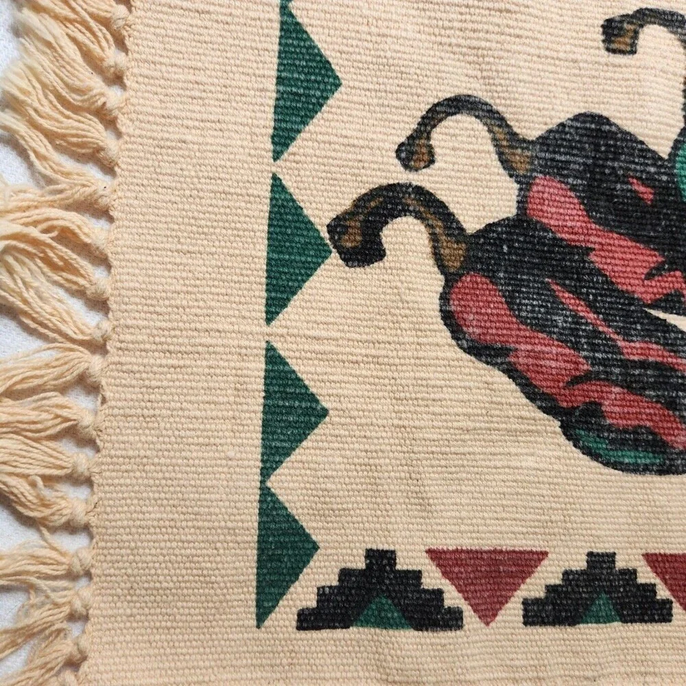 Southwest Peppers Placemats Set X 4 Coarse Weave Beige Cotton Rustic Western